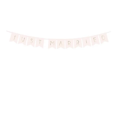 Just Married Esküvői zászlófüzér - Rózsaszín