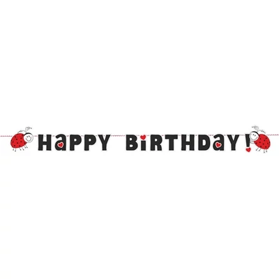 Katicabogár Happy Birthday zászlófüzér