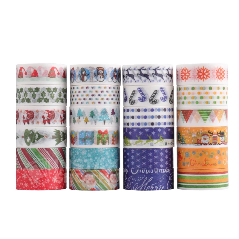 Washi tape öntapadós dekorszalag szett - Színes Karácsony (24 db)