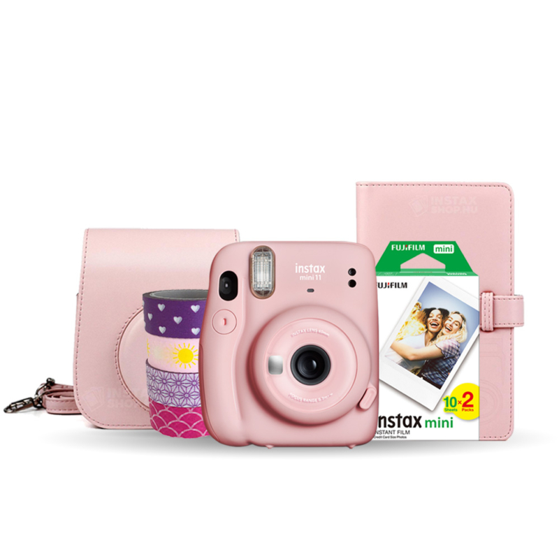 Instax Mini 11 Tavaszi Csomag - Blush Pink (GÉP + TOK + FILM + ALBUM + Washitape + ajándék)