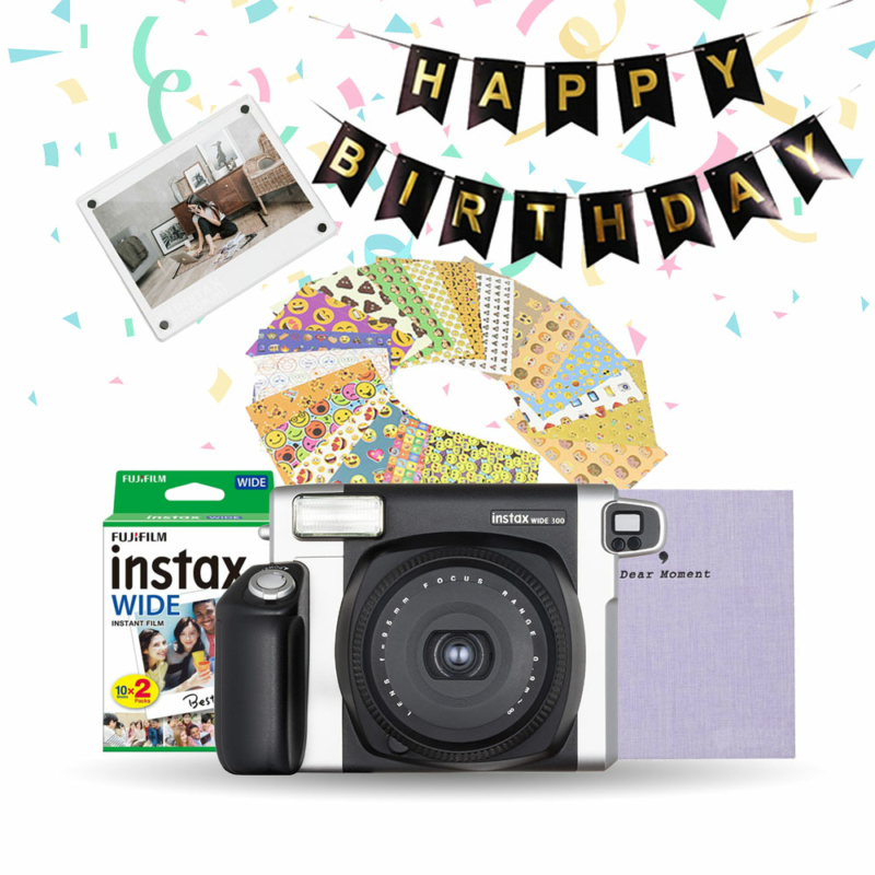 Instax WIDE 300 csomag - Fekete (Gép + Album + Film  + Matrica készlet + ajándék hűtőmágnes)