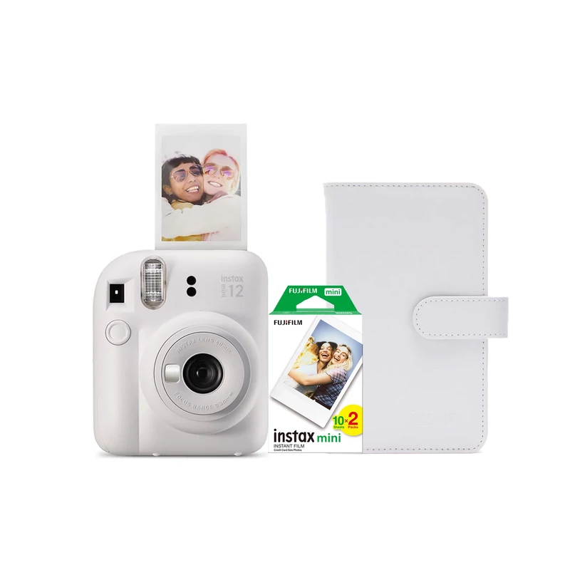 INSTAX MINI 12 CLAY WHITE CSOMAG (Mini12+dupla film+album, díszdobozban)