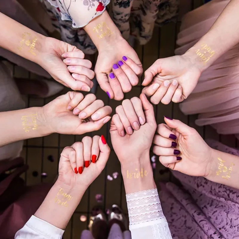 Team bride lemosható tetoválás - arany