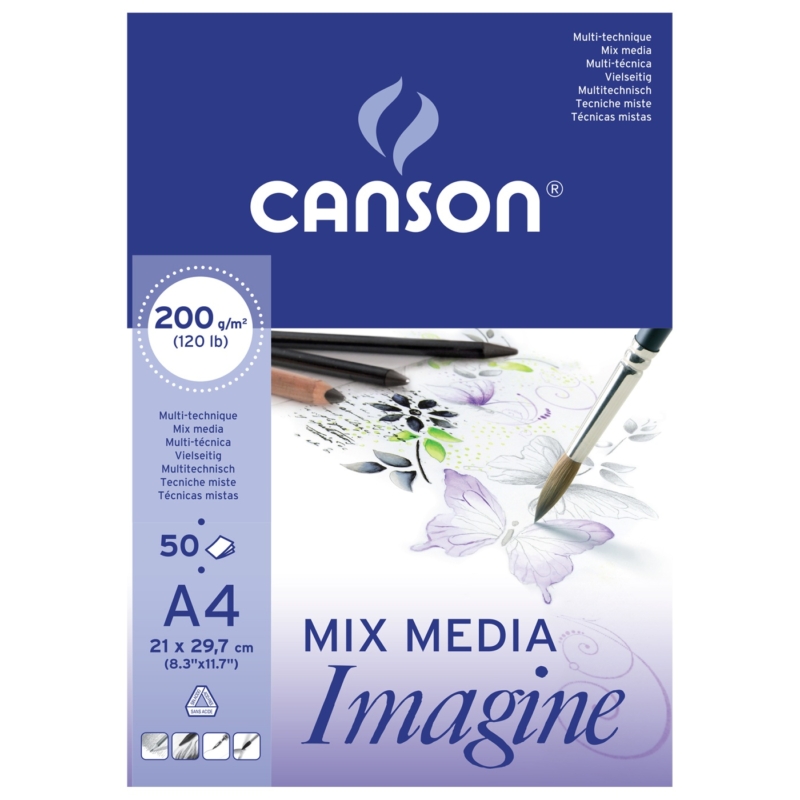 CANSON Imagine Mixed Media Rajztömb A4 – 50 ív