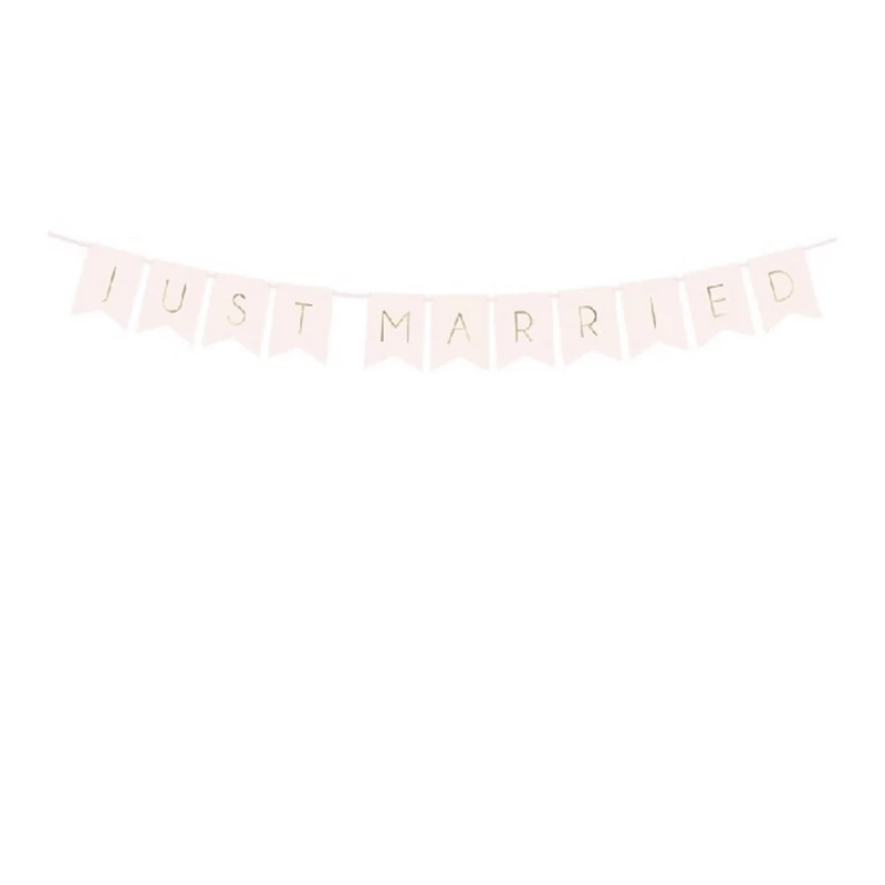 Just Married Esküvői zászlófüzér - Rózsaszín