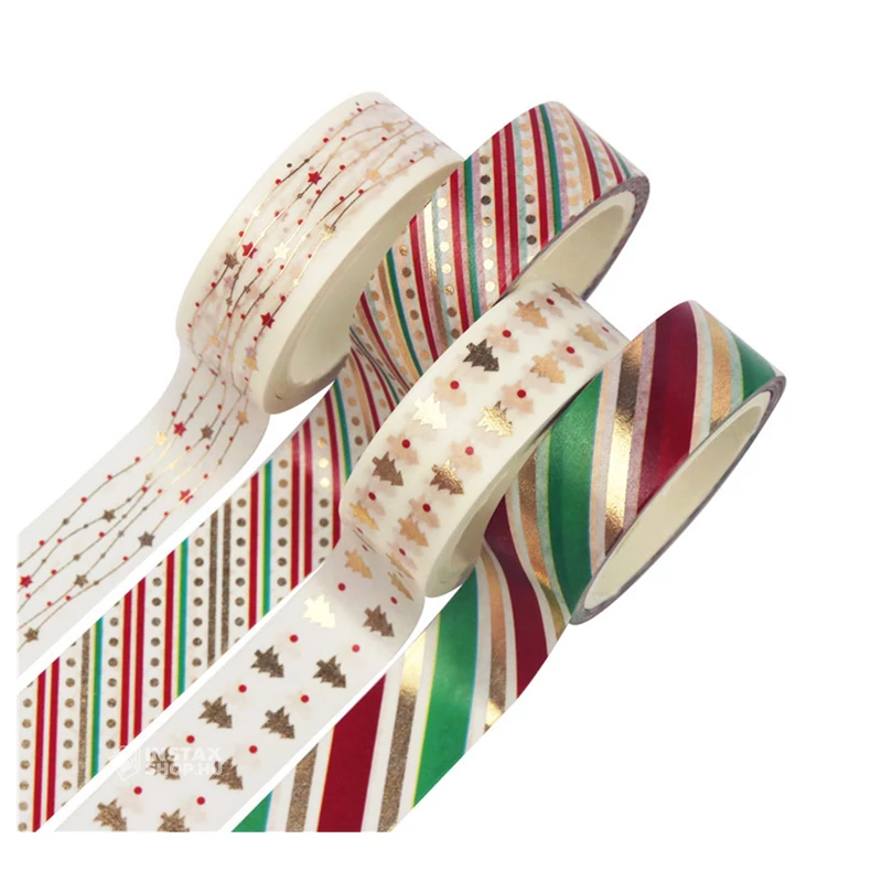 Washi tape öntapadós dekorszalag szett - Fehér Karácsony (12 db)