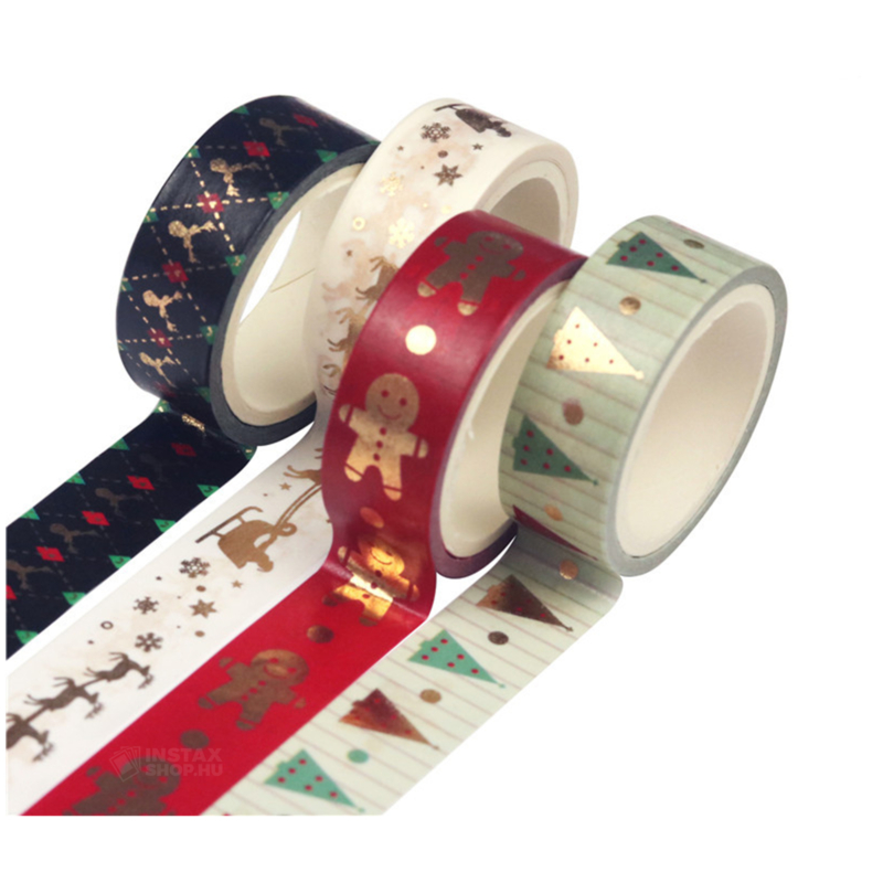 Washi tape öntapadós dekorszalag szett - Fehér Karácsony (12 db)