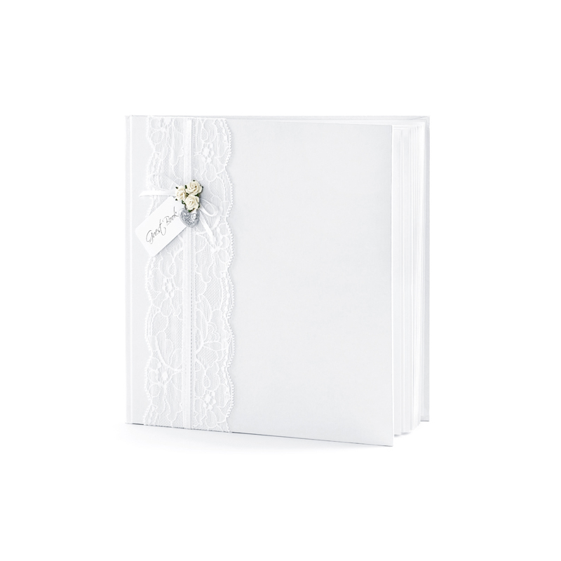 Csipkés Esküvői vendégkönyv - Fehér